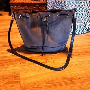 Leather Suede Bucket Drawstring Bag